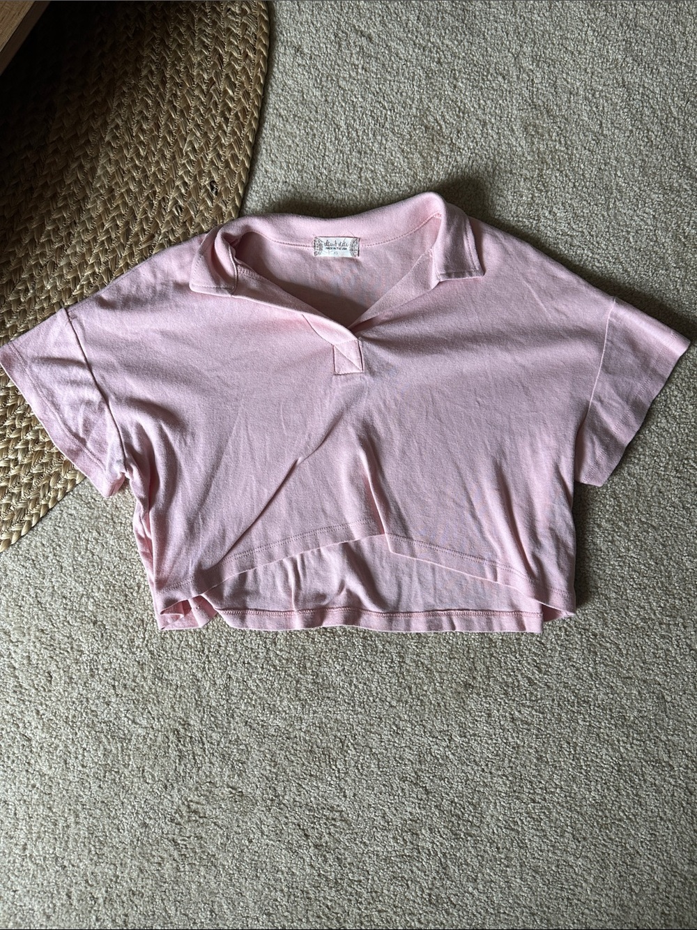 Pink Cropped Polo Top